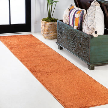 Haze Solid Low-pile Area Rug Orange